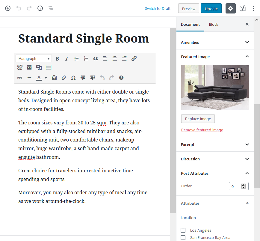 gutenberg for accommodation types