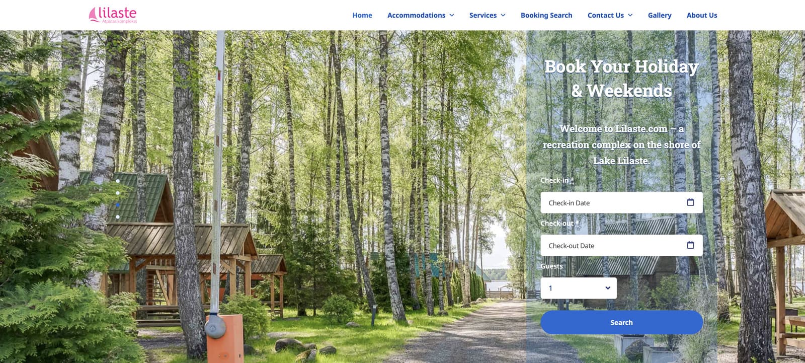 Screenshot of the Lilaste WordPress hotel booking website built with Elementor.
