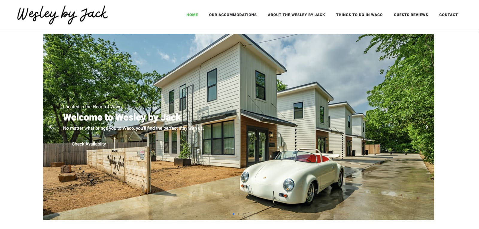 Screenshot of the Wesley by Jack hotel WordPress website.