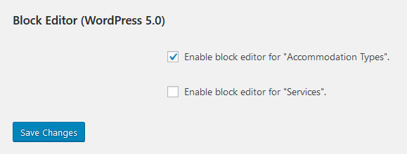 wp 5 settings hotel booking