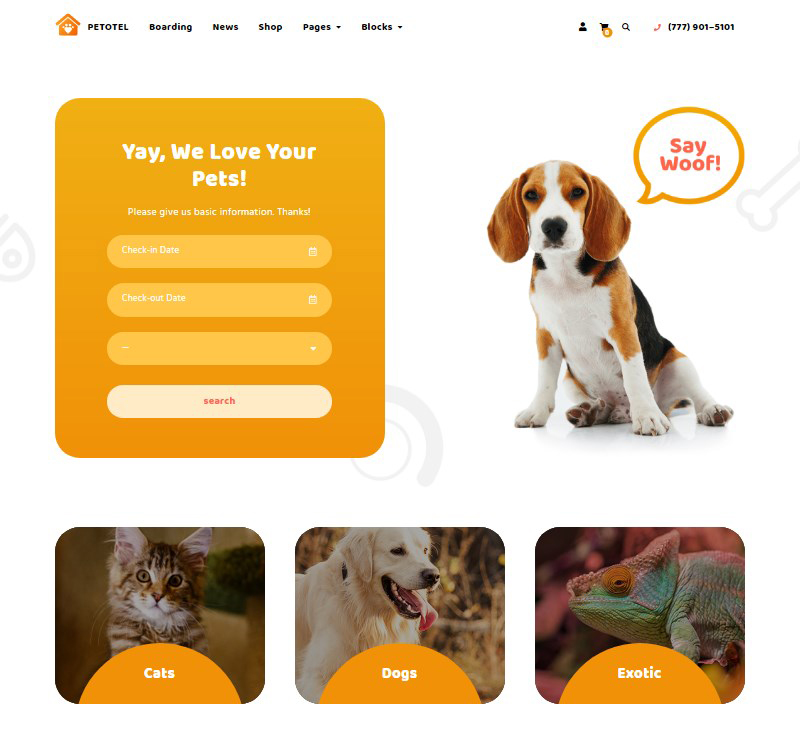 Petotel WordPress pet sitting template