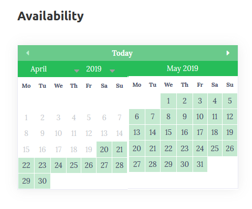 pet sitting hotel wordpress availability calendar