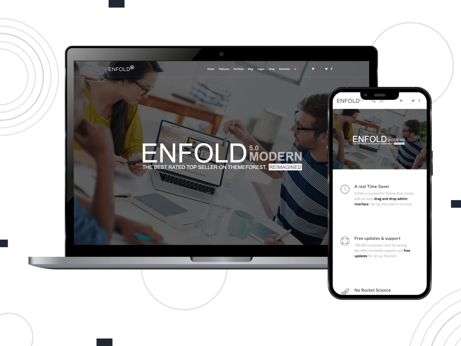 Screenshot of Enfold - dim, rich theme that is recognized as one of the best WordPress themes for showcasing business services and offerings in dark slate gray color combination.