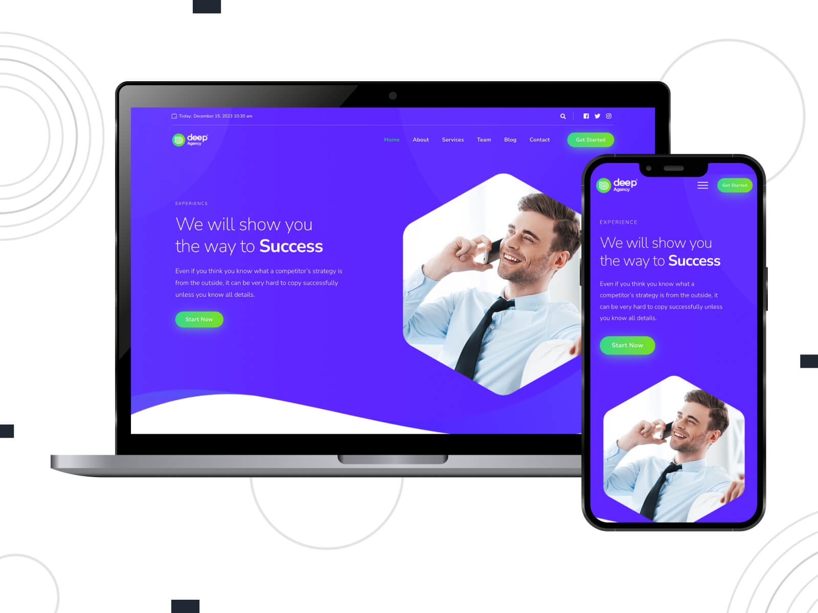 Picture of Deep - dim, calm, known as one of the top WordPress themes for modern-styled, stylish websites in dark sea green, light slate gray, and blue violet color scheme.