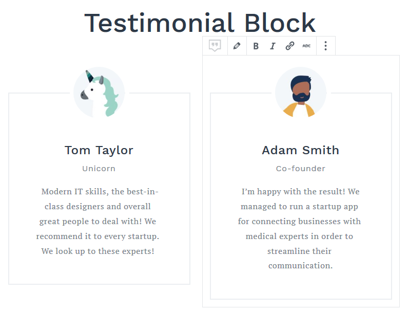 Testimonials block gutenberg