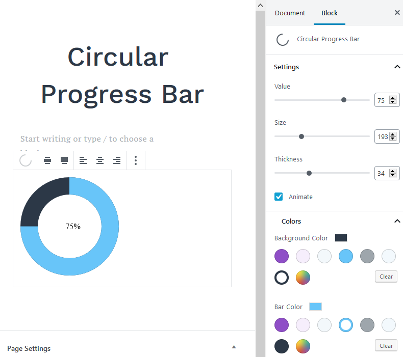 circular progress bar in gutenberg blocks