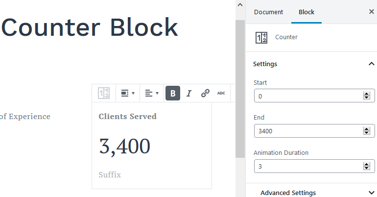 counter block featured in gutenberg blocks