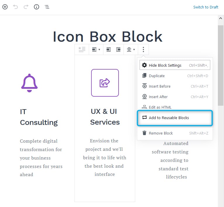 getwid block example