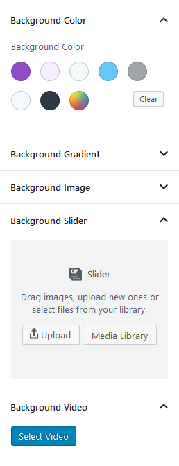 section block background options in gutenberg blocks