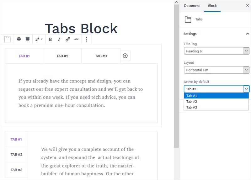 tabs block getwid