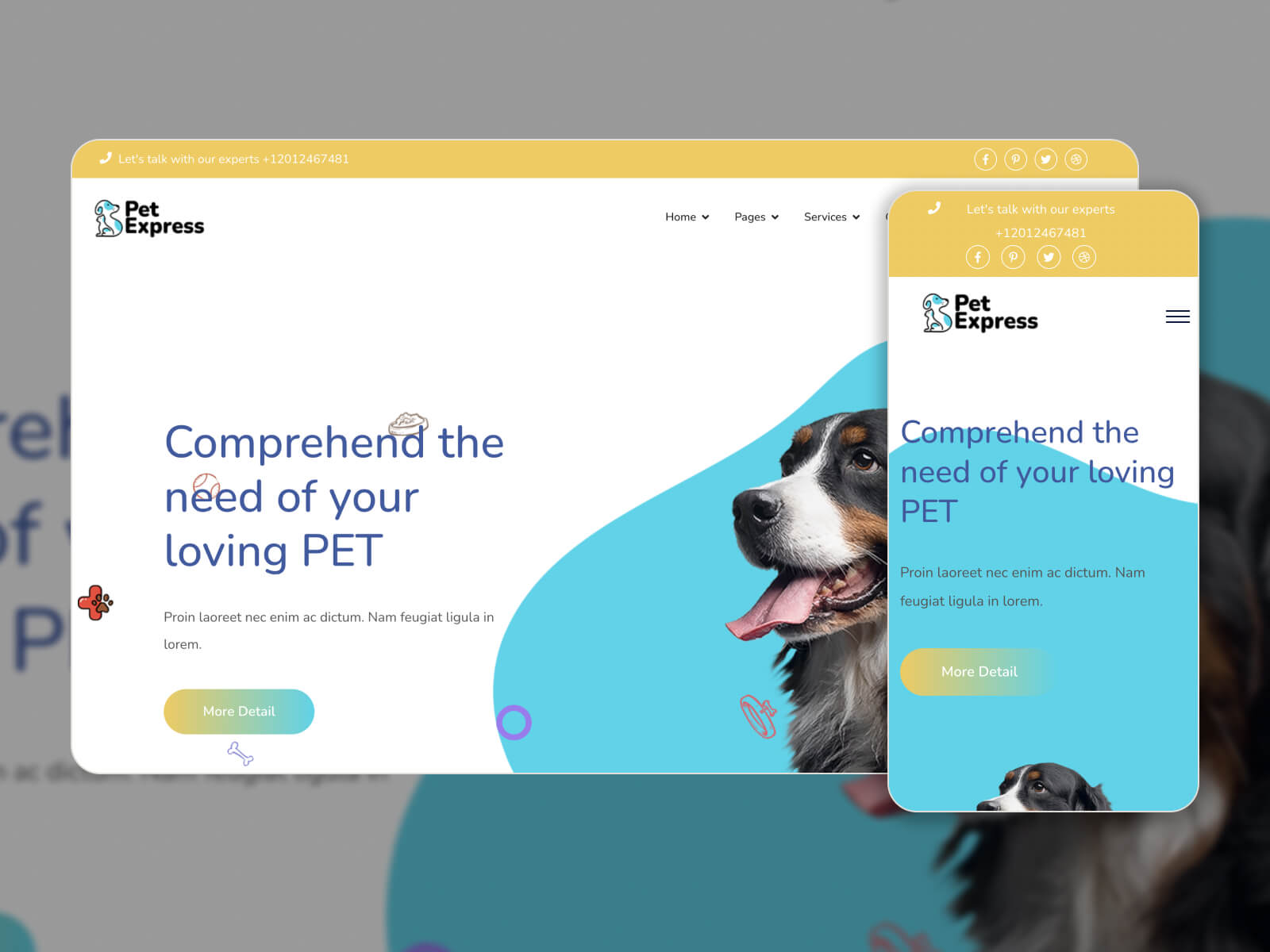 Photo of Pet Express - customizable colors pet-sitting WP theme for personalization in darkgray, darkslategray, white, skyblue, and slategray color combination