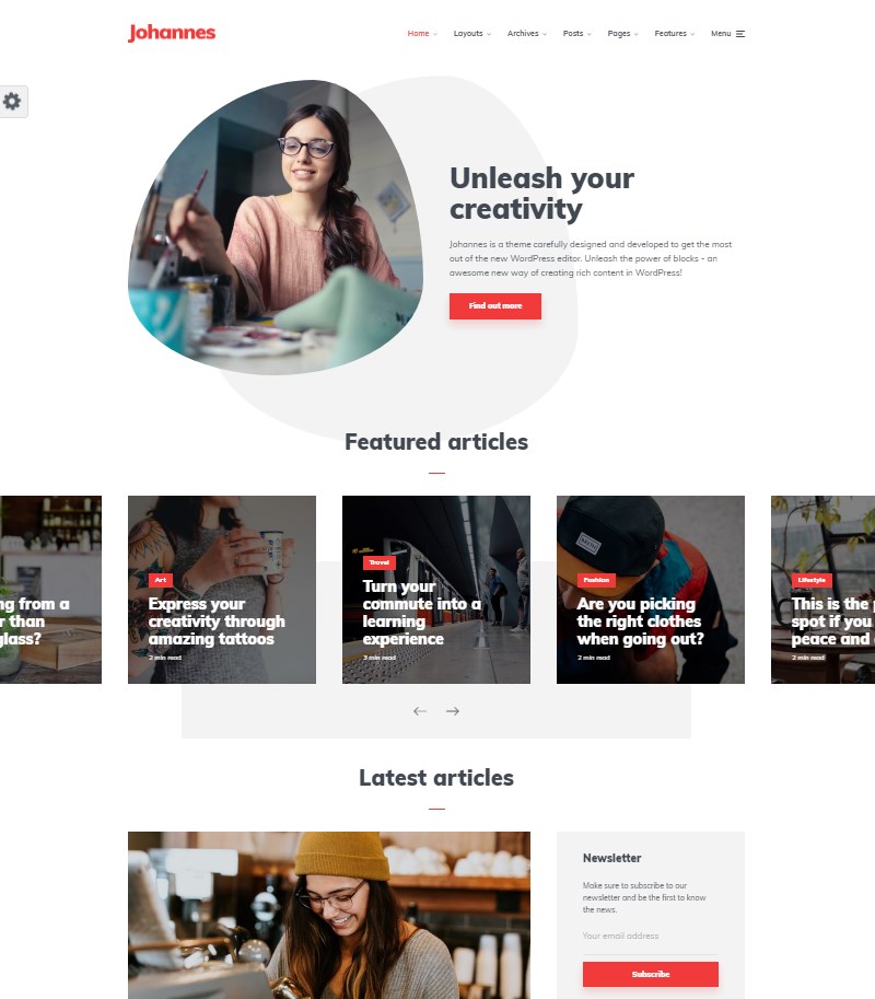 Johannes blog and magazine WordPress theme