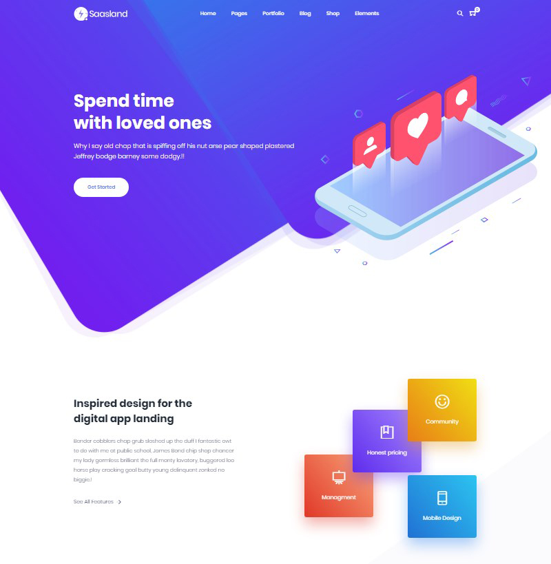 SaasLand multipurpose WordPress theme for Saas and startup