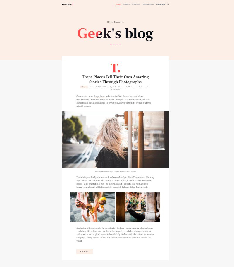 Typograph Gutenberg WordPress blog theme