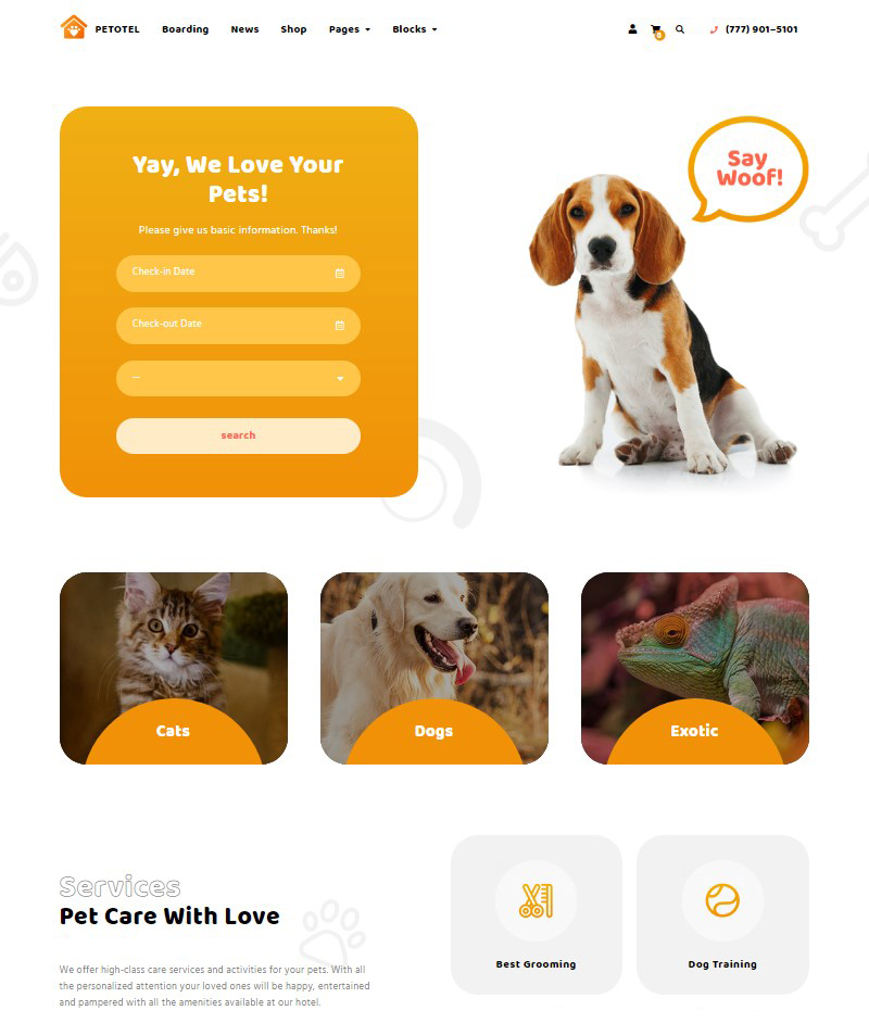 Petotel pet sitting website template