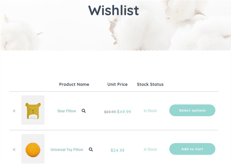 Handmade WordPress Theme wishlist browsed