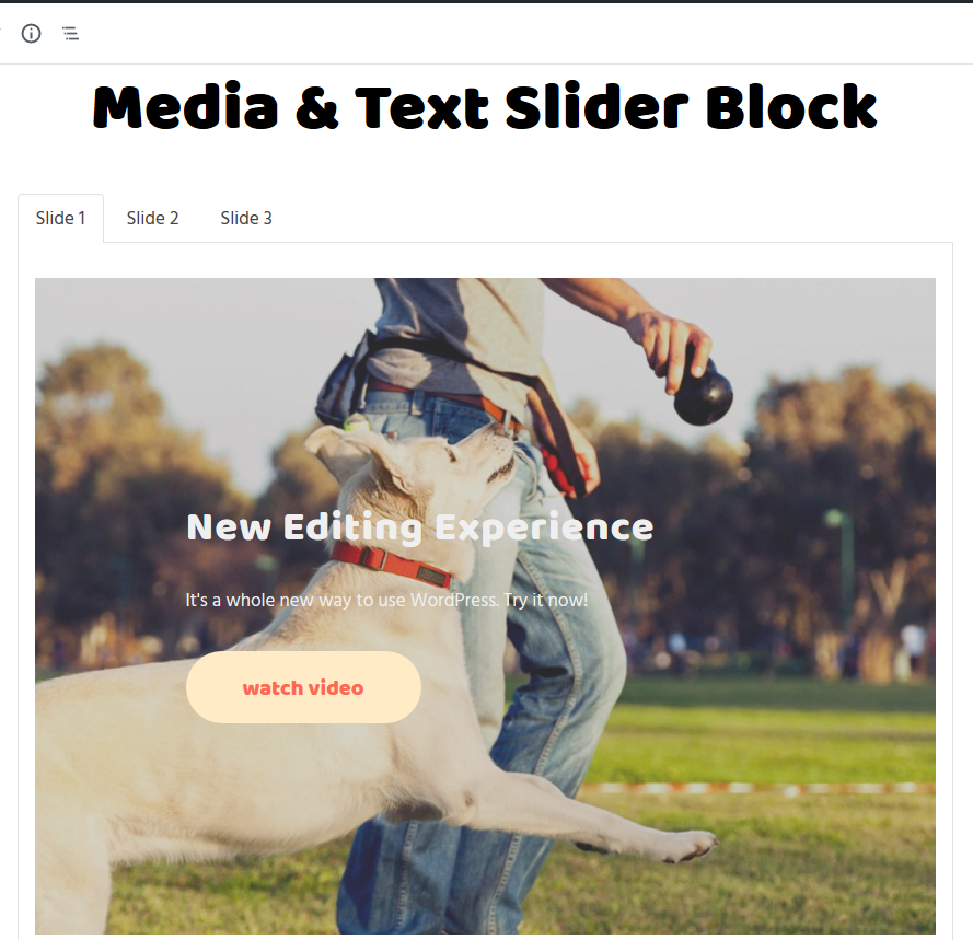 media and text slider gutenberg