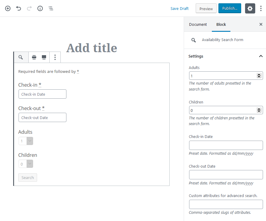 availability search form getwid block