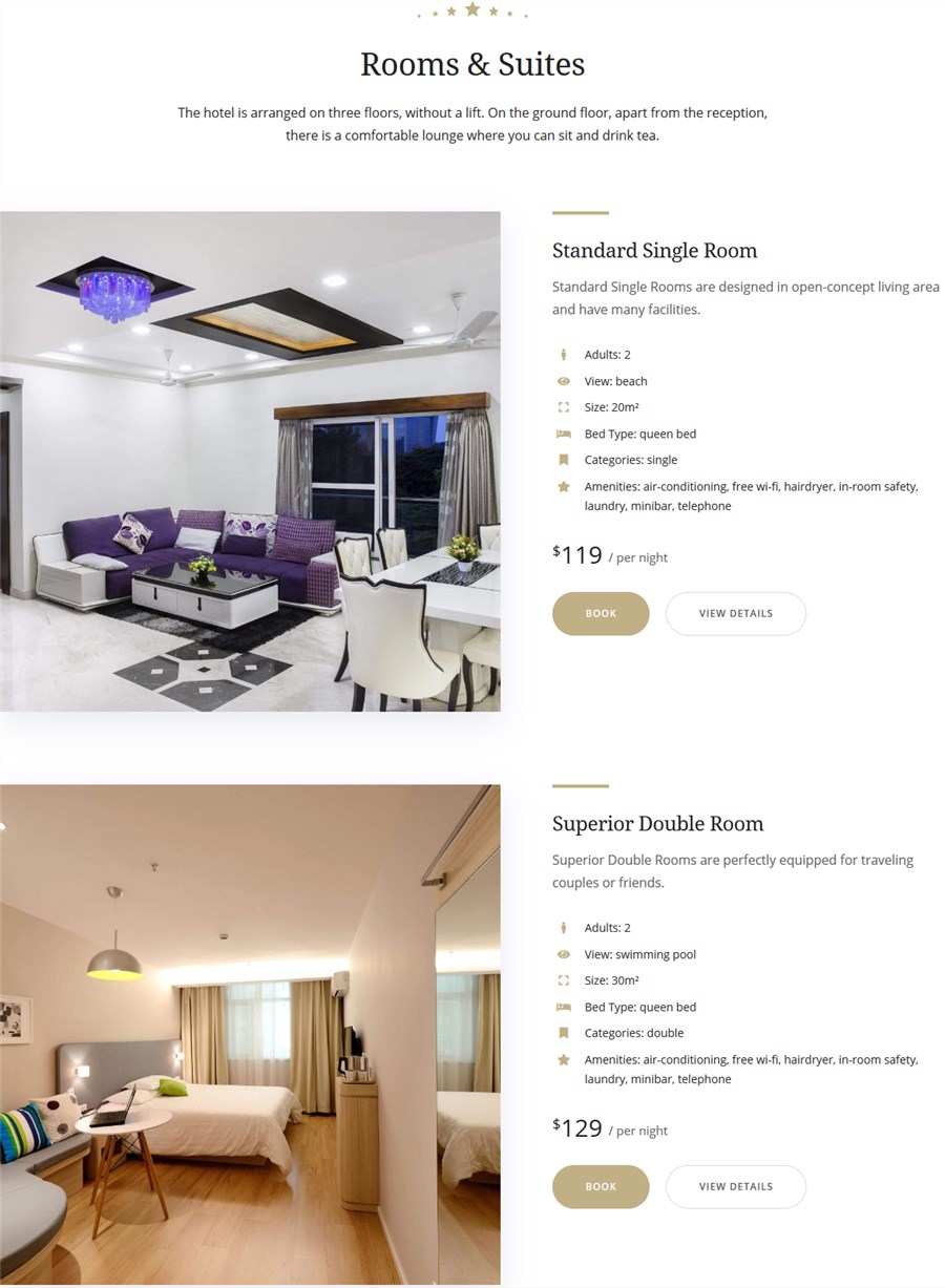 classic view hotel booking template