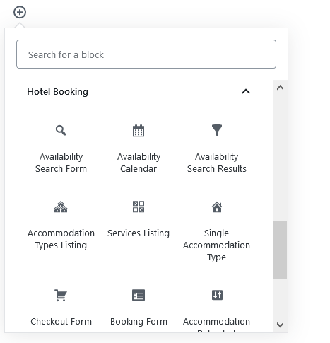 hotel booking gutenberg blocks