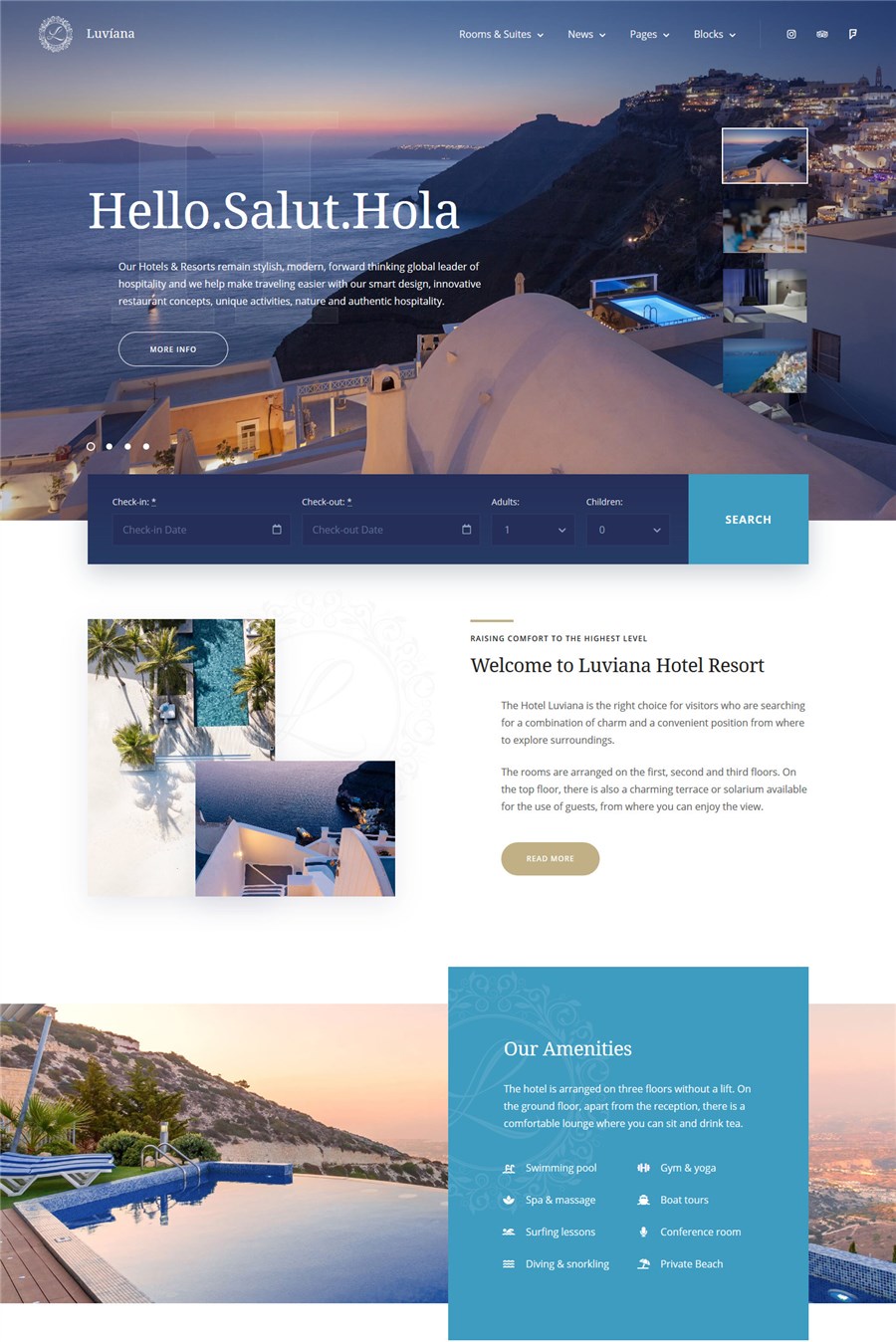 luviana hotel booking template website wordpress