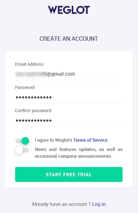 weglot website translator create an account