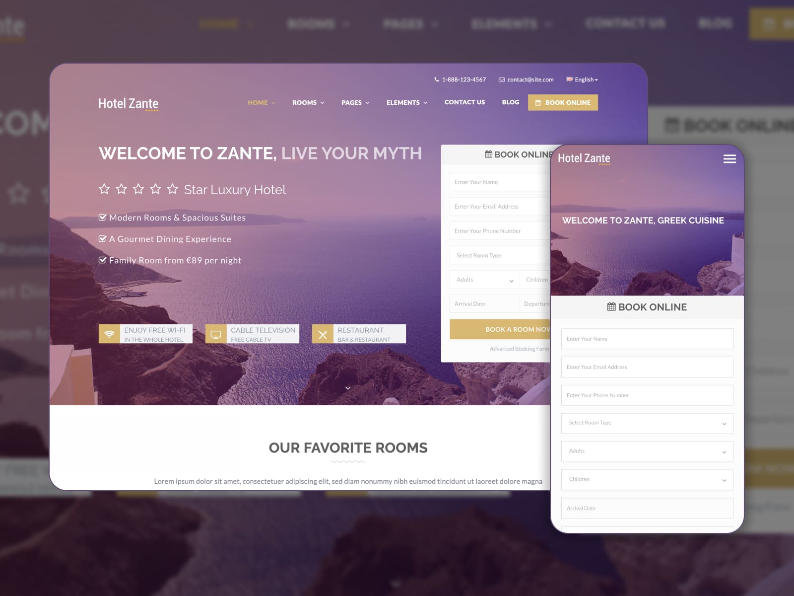 The Zante WordPress theme for rental business.