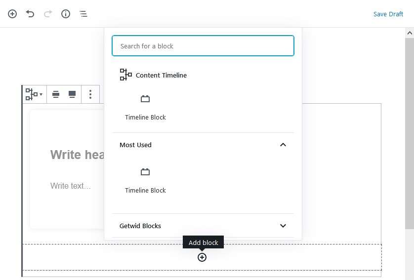 adding timeline block wordpress