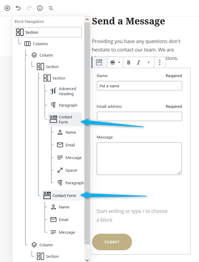 different contact forms