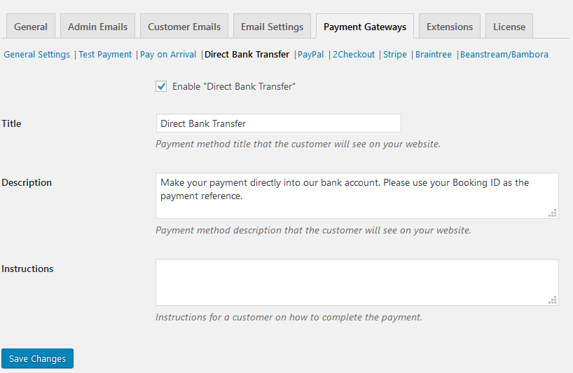 booking PSD2 and SCA complied direct bank transfer