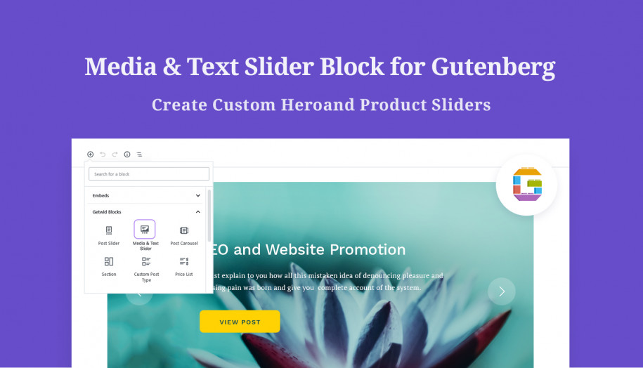 Getwid Blocks Media And Text Slider Gutenberg Block Motopress