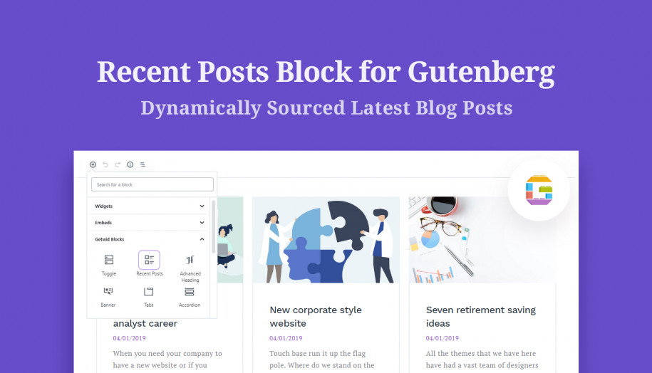 recent posts Gutenberg block