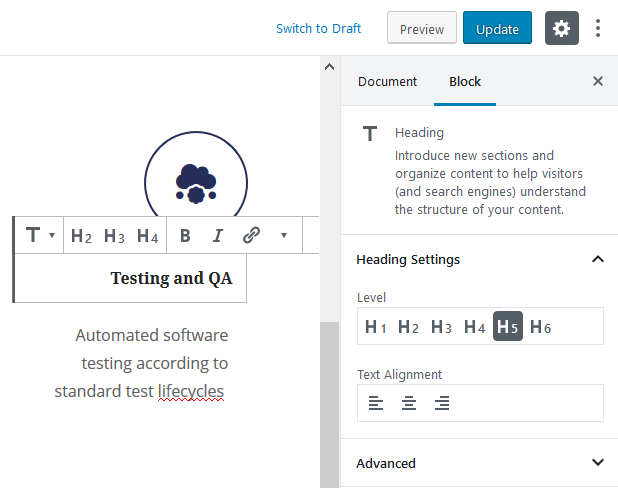 icon block heading