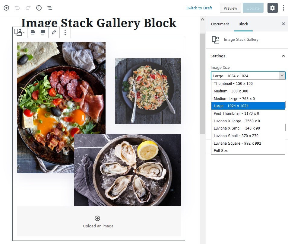 image stack gallery block size