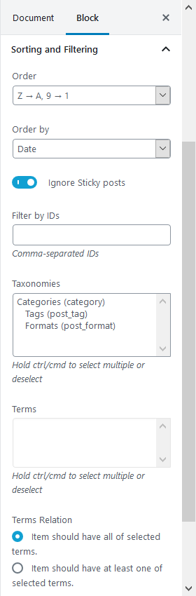 sorting and filtering