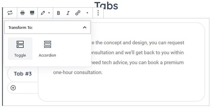 transform tabs