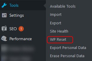 wp reset installation