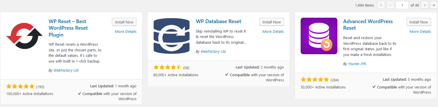 how to reset wordpress