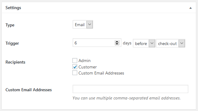 automated emails settings