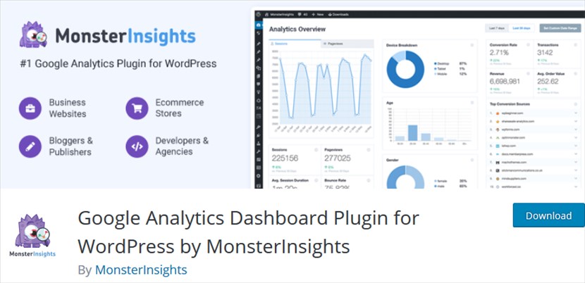 Google Analytics Dashboard Plugin for WordPress by MonsterInsights