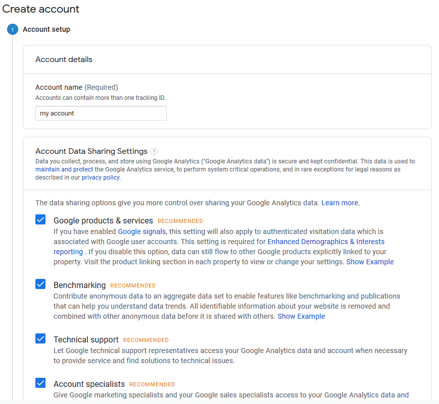 creating google analytics account