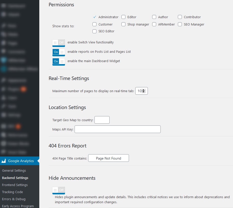 google analytics settings plugin