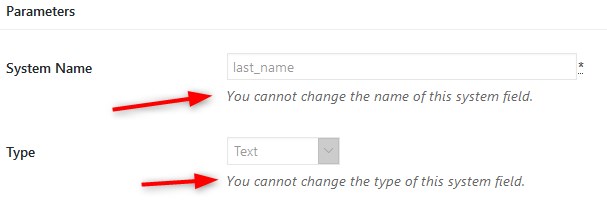 unchangeable checkout field parameters