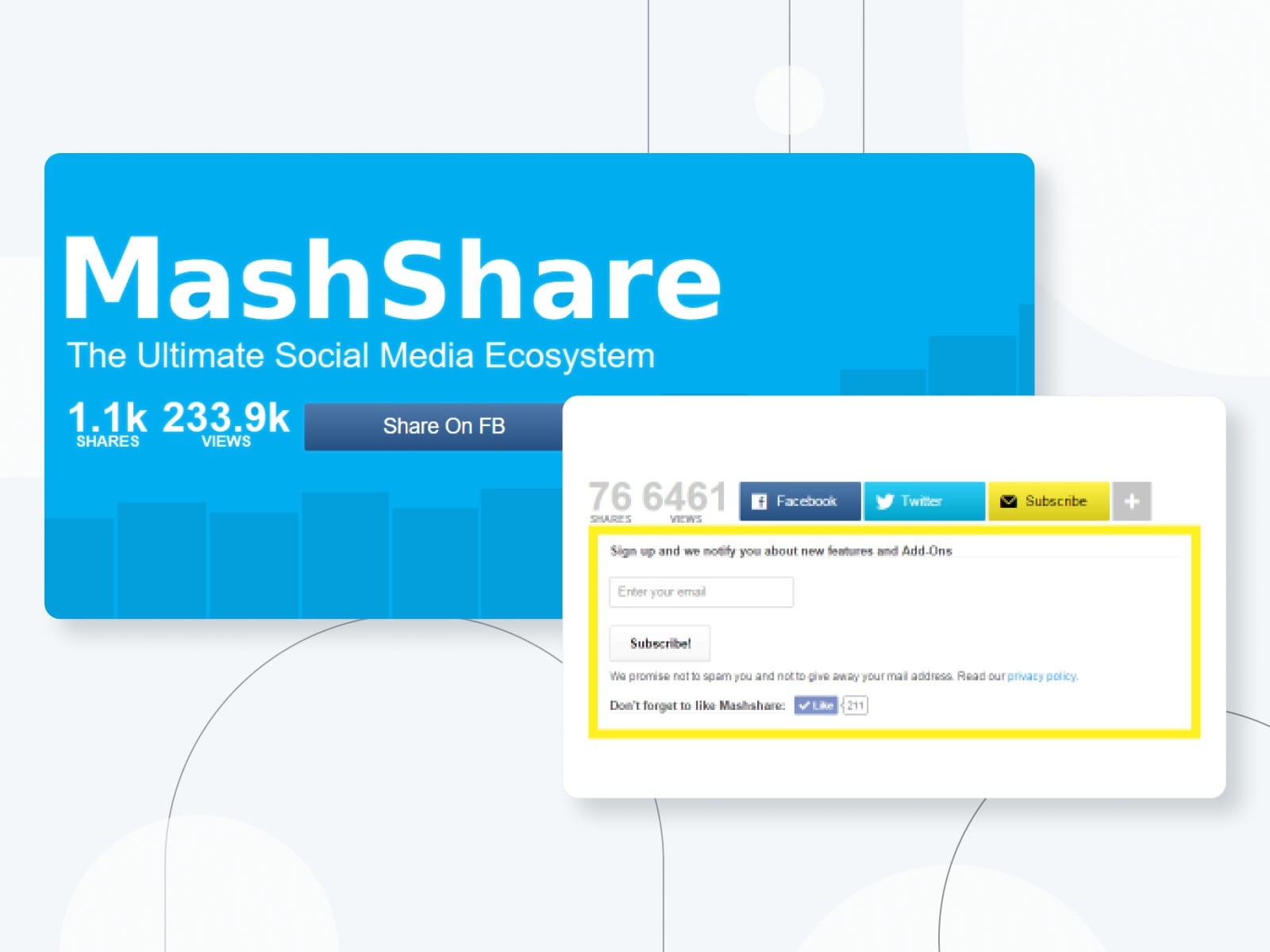 The MashShare WordPress plugin for WordPress social activities.