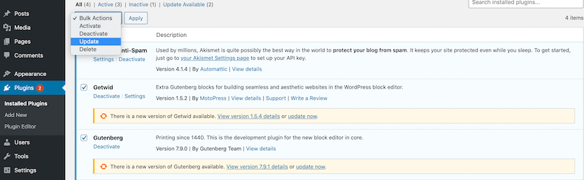 manually update WordPress