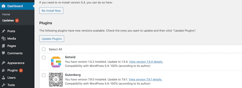 manually update WordPress