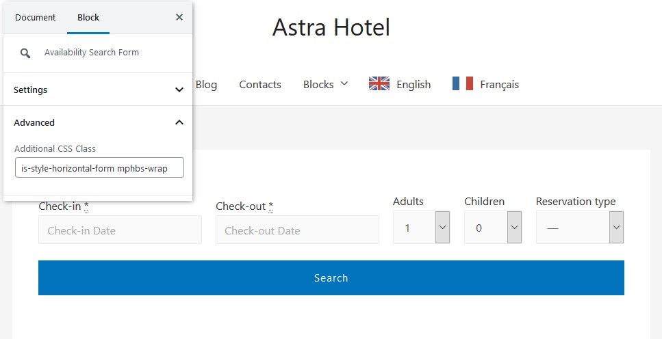 astra theme hotel booking