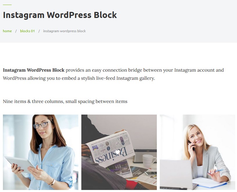 instagram block getwid plugin