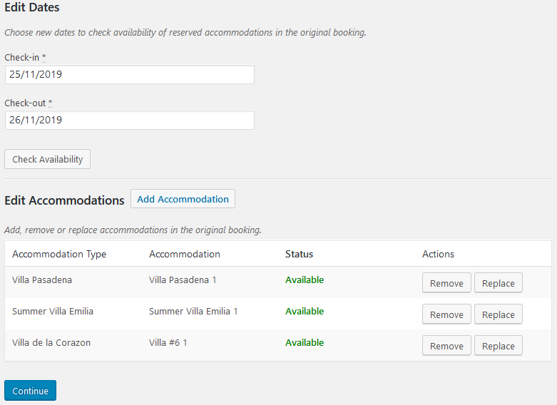 several accommodation types