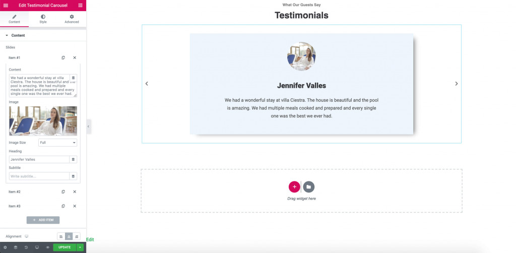 Elementor Testimonial Carousel